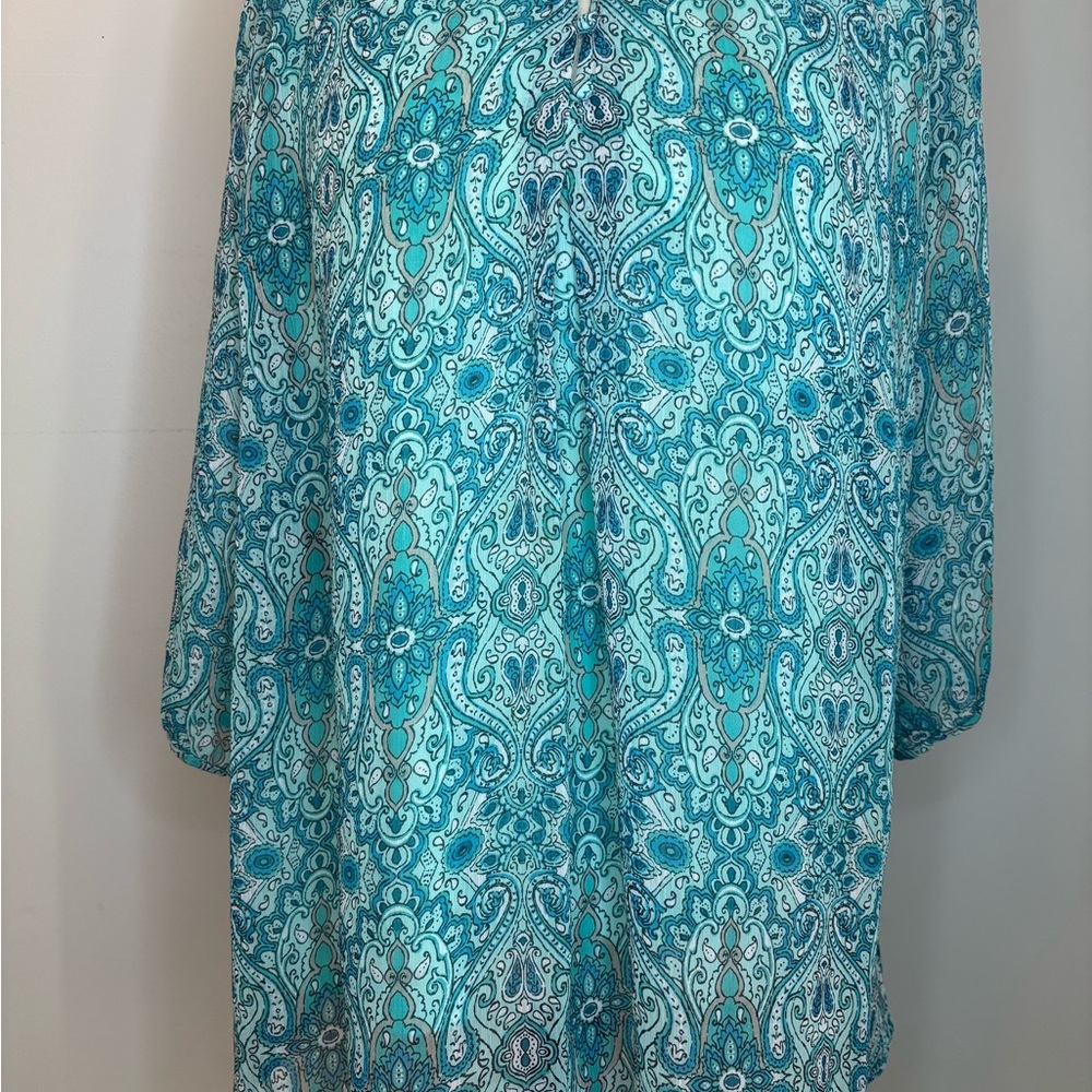 St. John's Bay Teal Paisley Tunic 1X